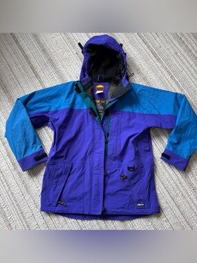Equinox Gore Tex Jacket Large Purple Blue Hooded Nylon Zip Pockets Outdoor